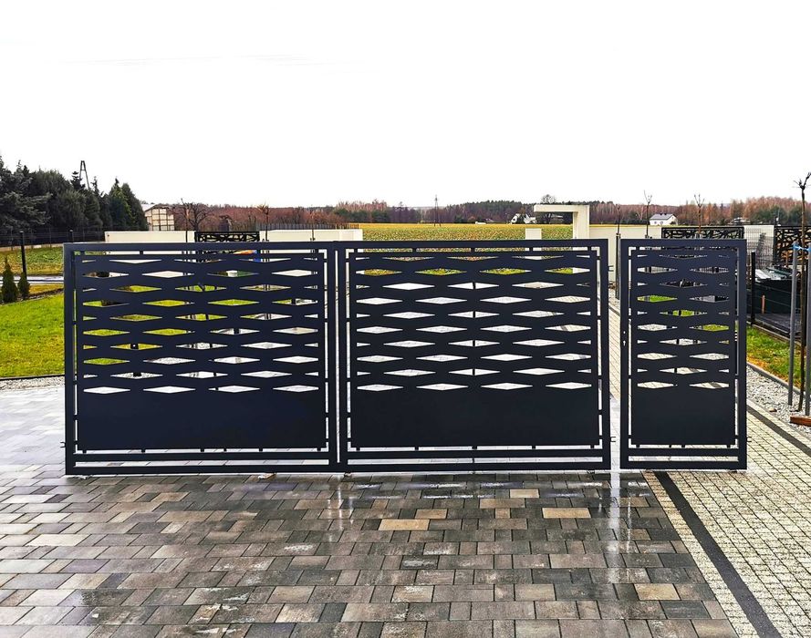 Brama z furtką kpl. ocynk + ral skrzydłowa wypalana Promocja