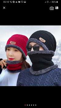 Зимняя шапка с шарфом