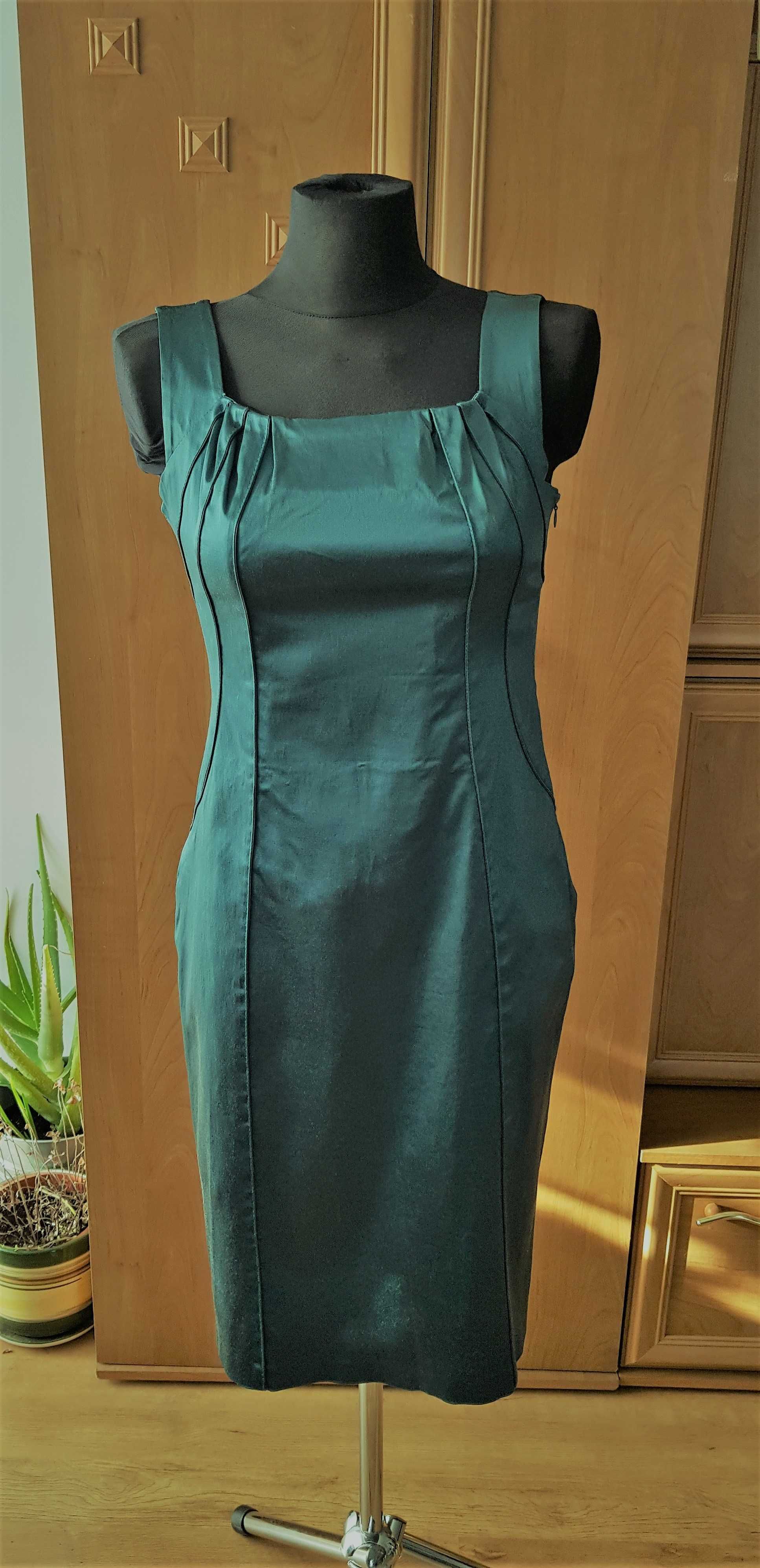 Sukienka wizytowa zieleń metaliczna + bolerko marki BOLERO rozm. 38-40