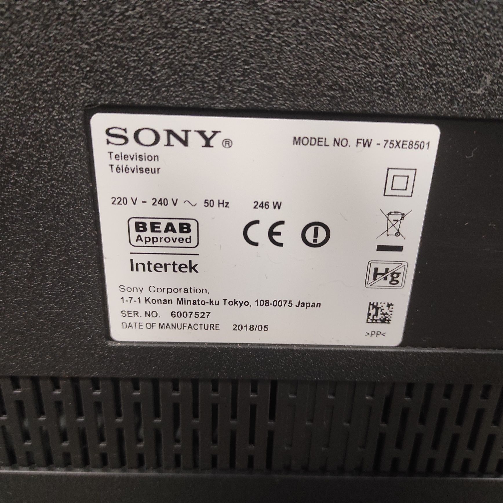 Telewizor Sony 75 cali FW-75XE8501 uszkodzony