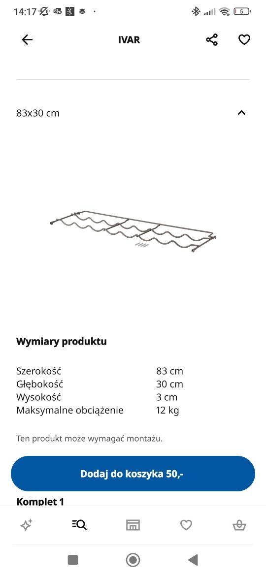 Polka Ikea do systemu Ivar