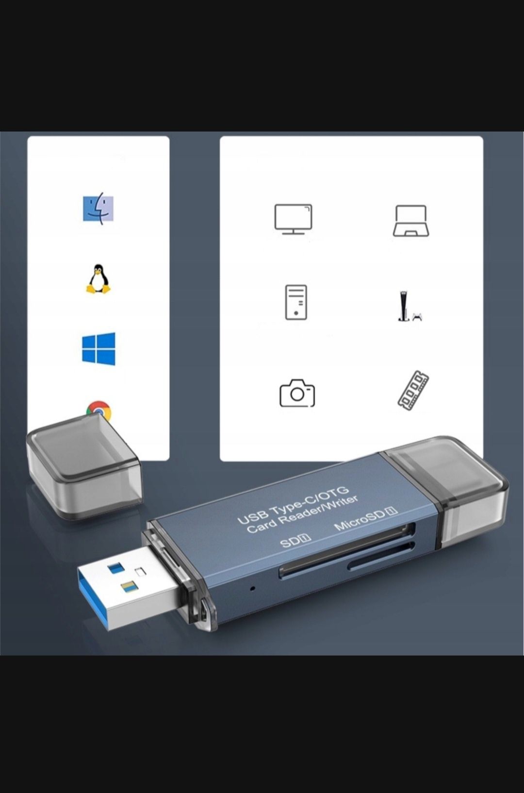 Czytnik Kart Pamięci SD USB 3.0 USB-C Adapter 4w1
