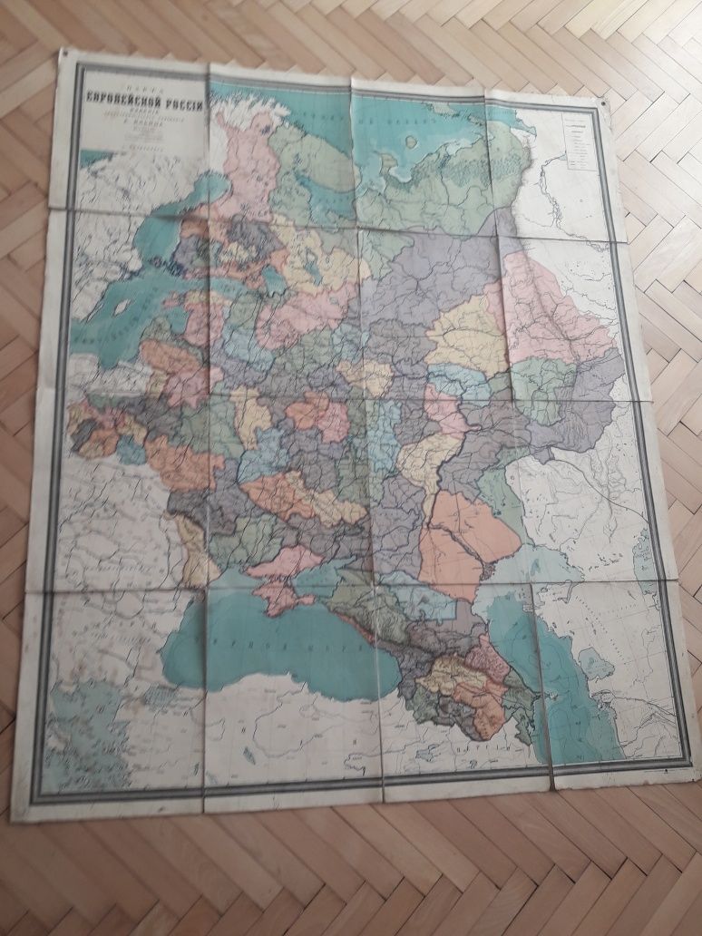 oryginaln Mapa z przełomu XIXw-XXw w europejskiej części Rosji a. ilin