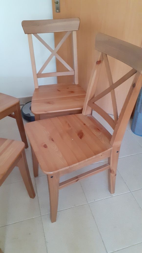 4 cadeiras madeira massiça pinho Ingolf ikea