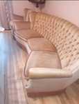 Komplet Sofa i fotele welur retro beżowe