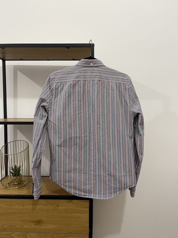 Lacoste nowa męska szara koszula w paski bawełniana 38 regular fit