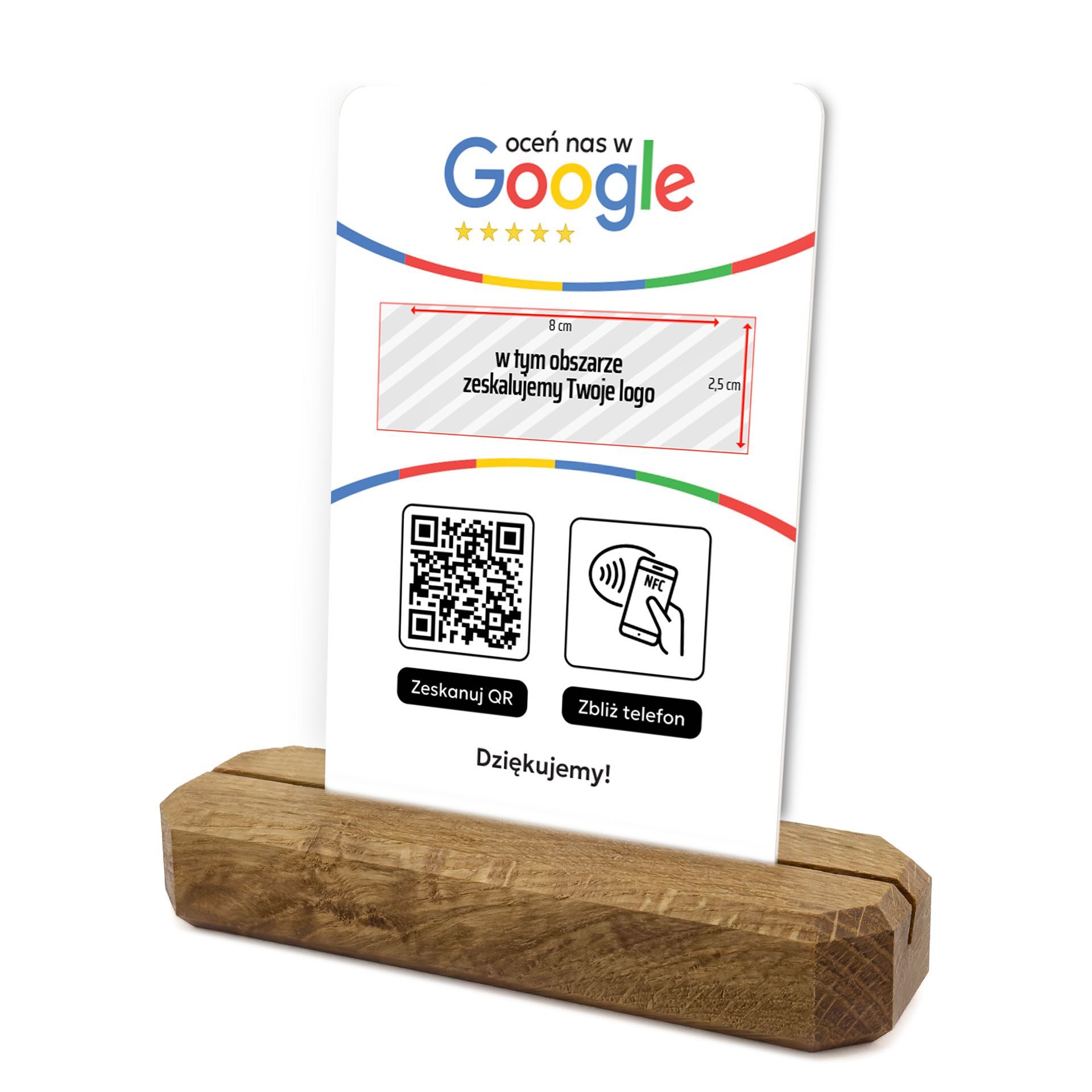 Stojak, prezenter z QR i NFC do zbierania opinii w Google Z TWOIM LOGO