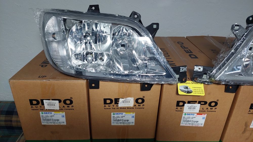 Передние фары depo с противотуманкой Mercesedes Sprinter cdi w903