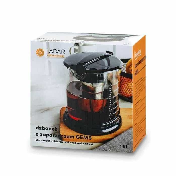 Nowy dzbanek z zaparzaczem szklany 1,8L GEMS wyprzedaż
