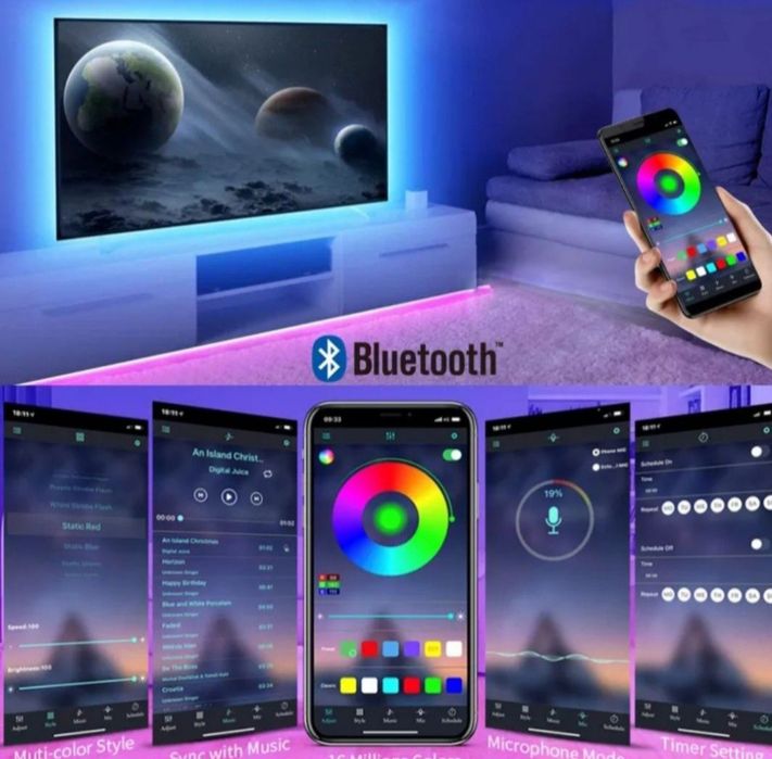 RGB лента 3м с управлением по блютуз + пульт + Подарок
