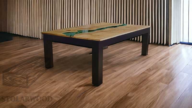 Stół ARAGONIT żywica drewno metal do jadalni salonu i ogrodu PRODUCENT