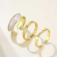 Zestaw 3 złotych regulowanych pierścionków obrączek