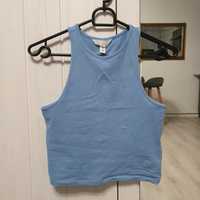 Koszulka crop top niebieska baby blue na ramiączkach H&M