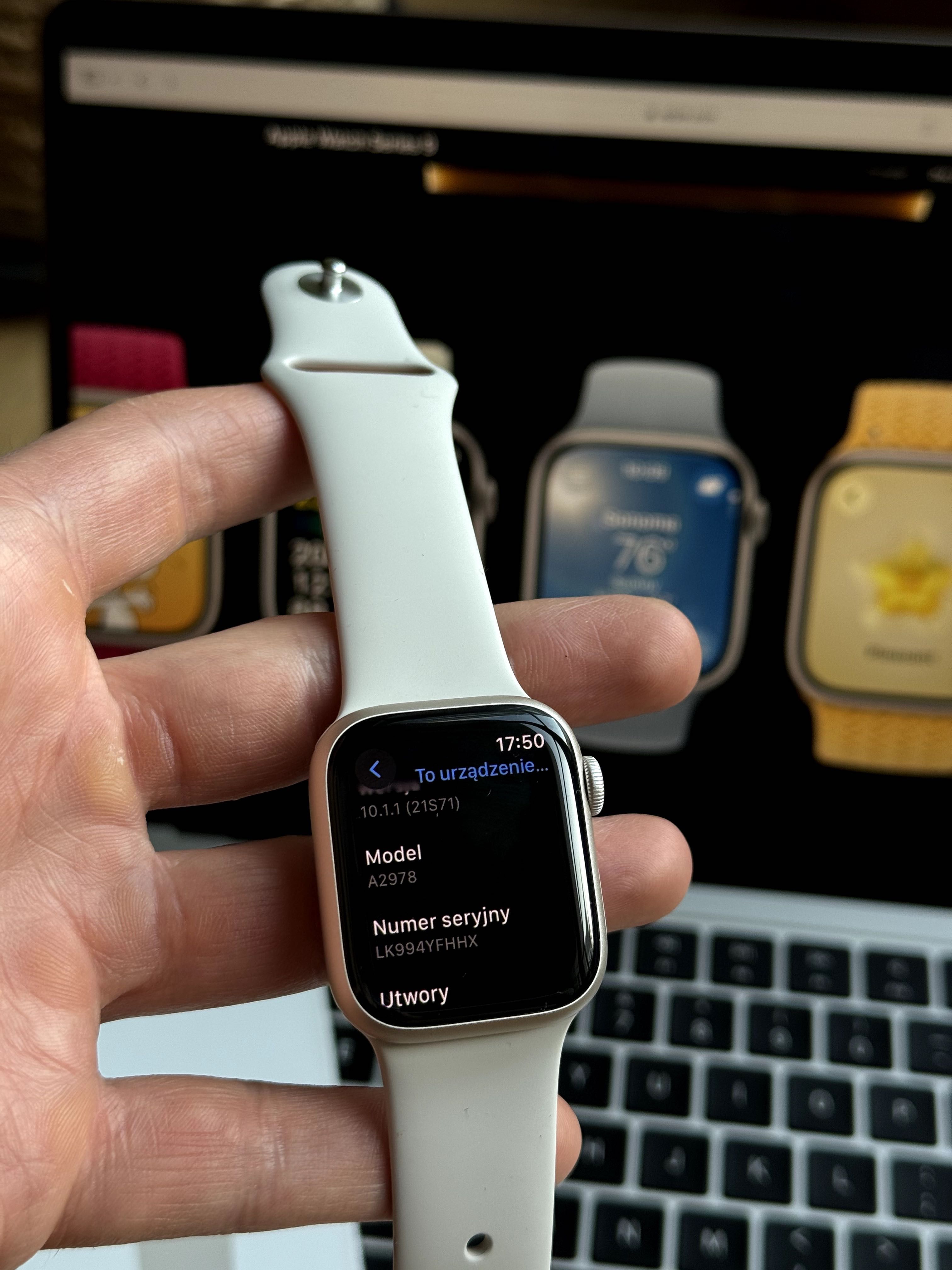 Idealny Apple Watch 9 41mm księżycowa poświata kondycja 100% gwarancja