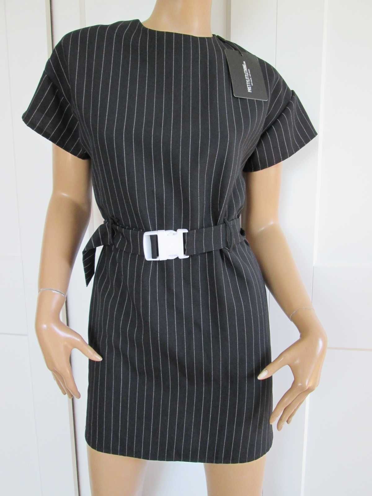 PrettyLittleThing sukienka elegancka garniturowa w prążki XS S 34 36