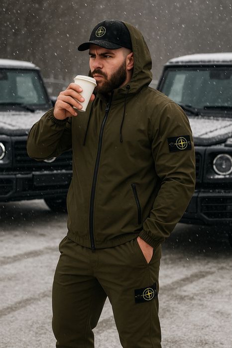 STONE ISLAND Чоловічий спортивний костюм з флісом мужской спортивный