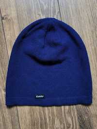 czapka beanie zimowa Eisbar niebieska 50% wełna merino cienka lekka