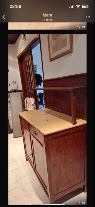 Aparador (1925),restaurado, com alçado e tampo em mármore.