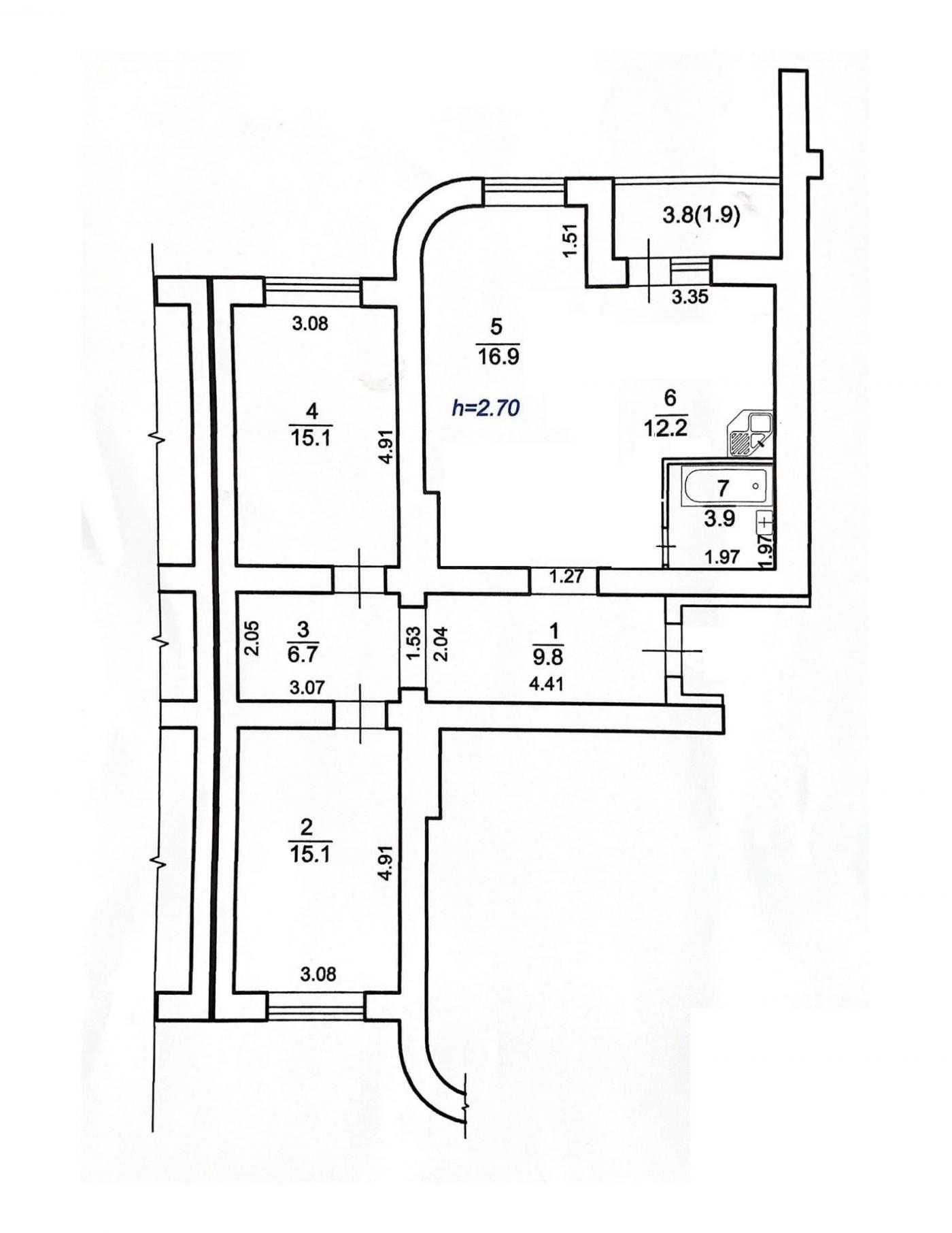 ЖК Чайка, 3-кімн. квартира, 86 кв.м., Чайки, вул. Лобановського, 28