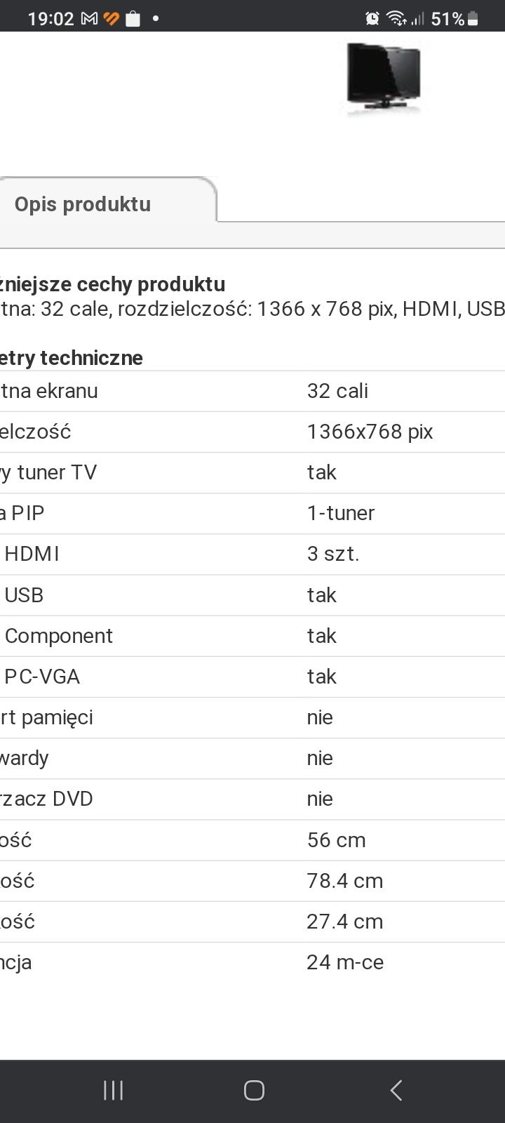 Tv lcd Samsung LE 32C450E1W