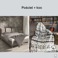 Zestaw: pościel bawełniana 200x220 + koc 150x200