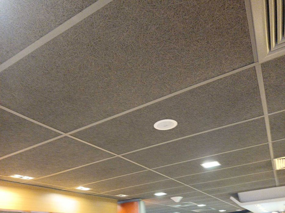 Sufit podwieszany kasetonowy modułowy Heradesign wióry drzewny Hera