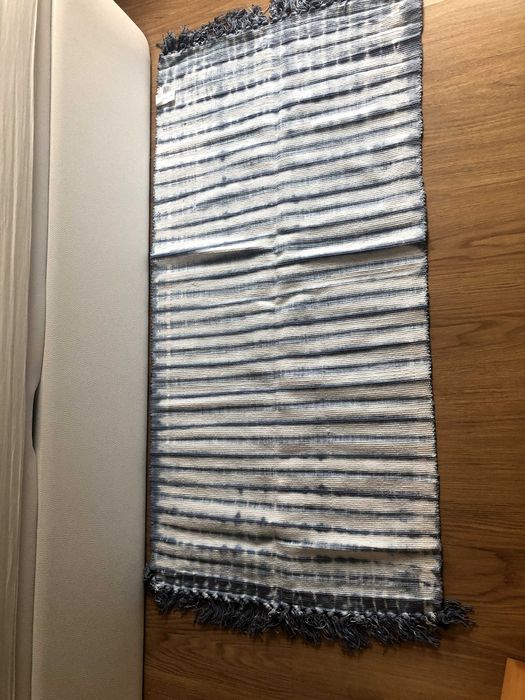 Tapete branco e azul 120x60 cm (NOVO) em algodão