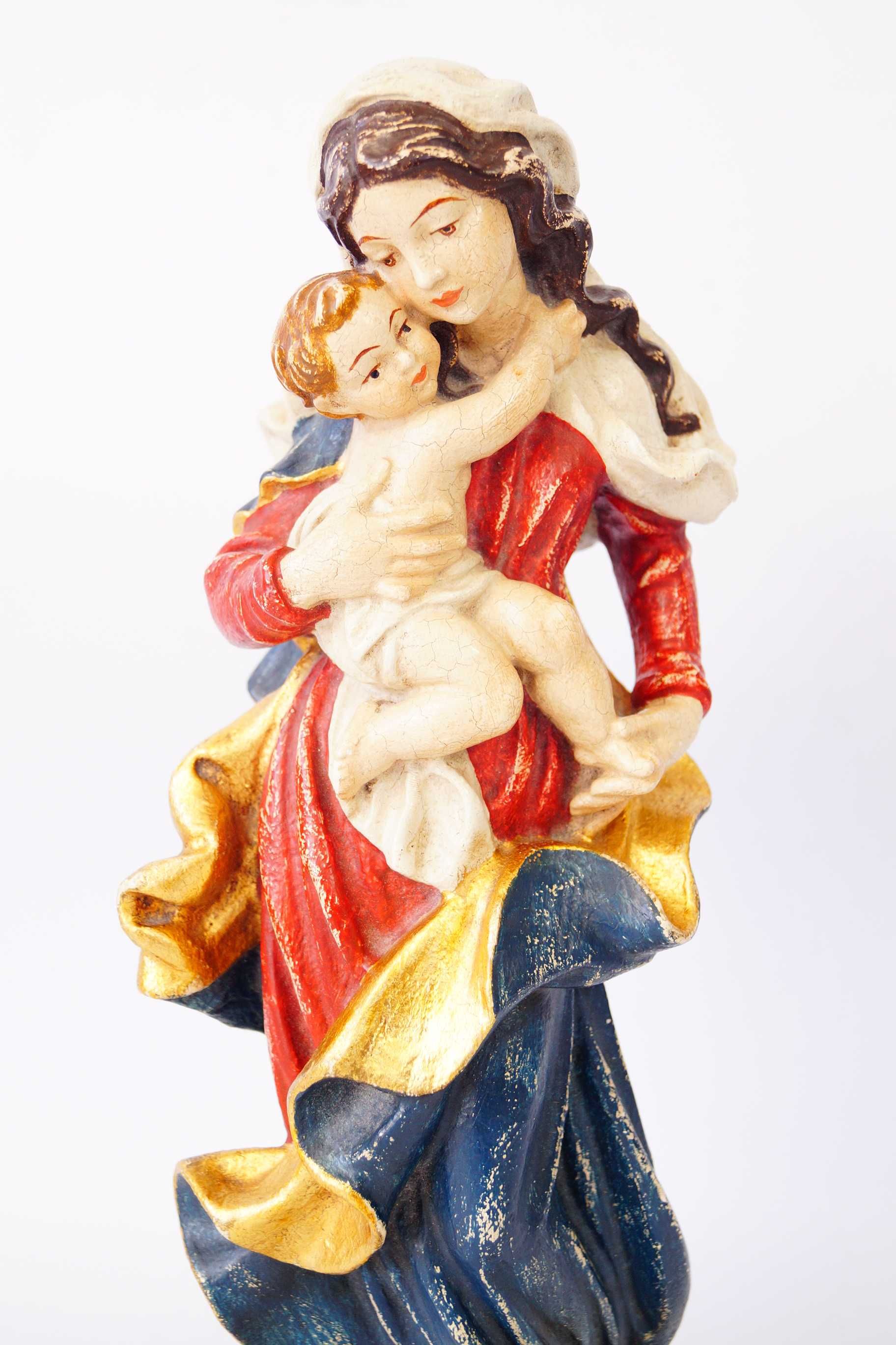Matka Boska z Dzieciątkiem figura drewniana rzeźba polichromia