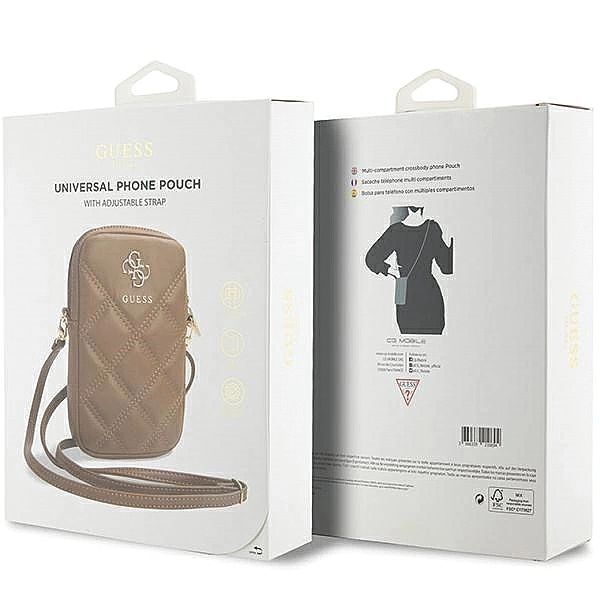 Torebka Guess Zip Quilted 4G - brązowa