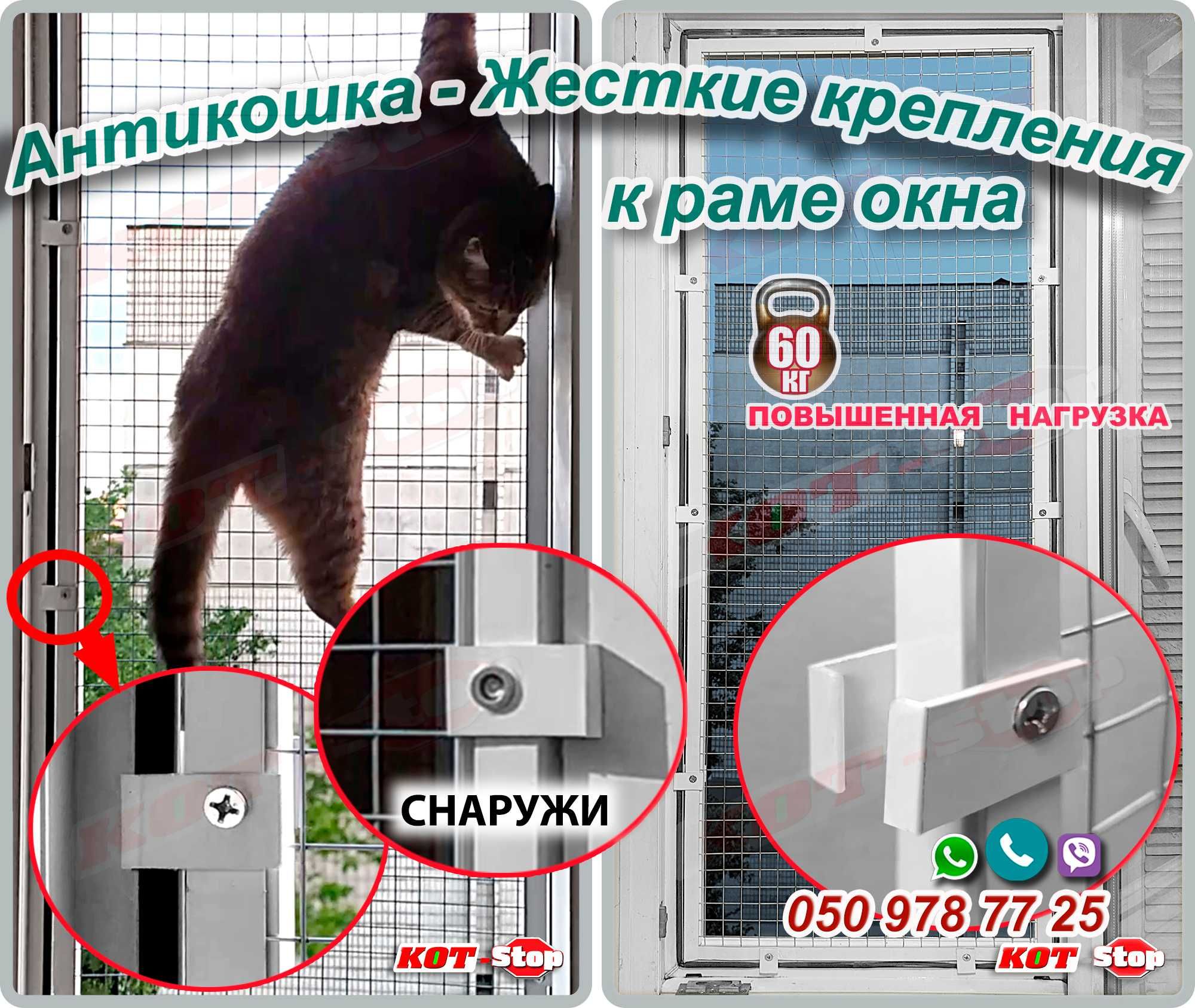 АНТИКОШКА защитная решетка для кошек на окно ЖЕСТКИЕ КРЕПЛЕНИЯ