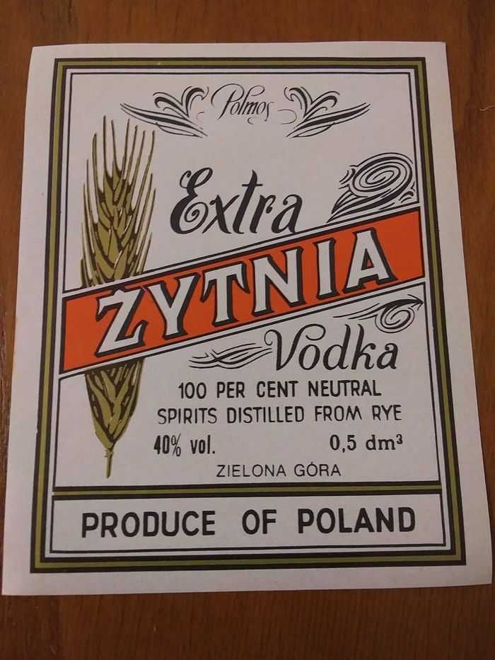 Stare etykiety z PRL na butelki naklejki na alkohol wódka żytnia retro