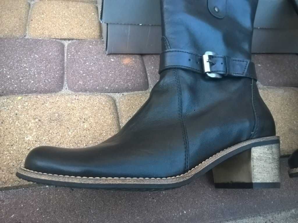 NOWE Buty-Kozaki BOTKI Damskie38 Natural skóra100% CZARNE I-Klasa Gw6m