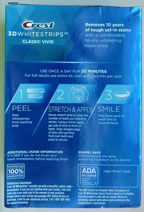 Paski wybielające CREST 3D CLASSIC VIVID 10 pasków z USA