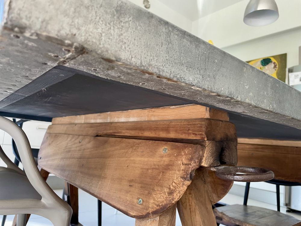 Stół Nap, duży, designerski, industrialny, unikalny, drewno-metal