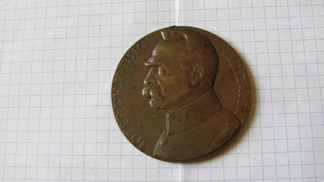 II RP, Medal z J. Piłsudskim, 1930, brąz, rzadki, oryginał