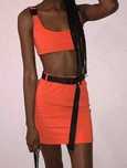 Conjunto saia e top laranja
