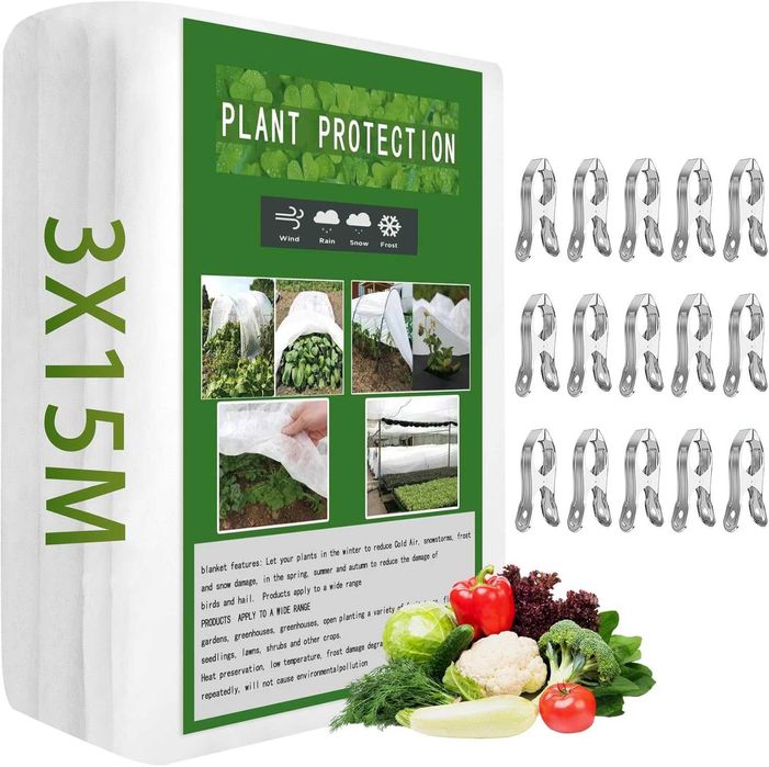 Ochrona roślin przed mrozem, osłona ogrodowa 3 × 15 m, 17 g/m2