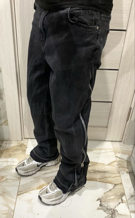 flared zip jeans, фларед джинси