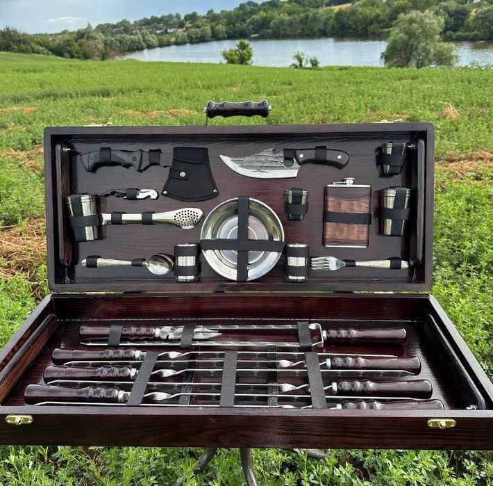 Набір шампурів ручної роботи / шампура в кейсі - подарунок чоловіку !