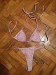 Bikini mini strój kąpielowy XS 34 w kwiatki w łączkę stringi