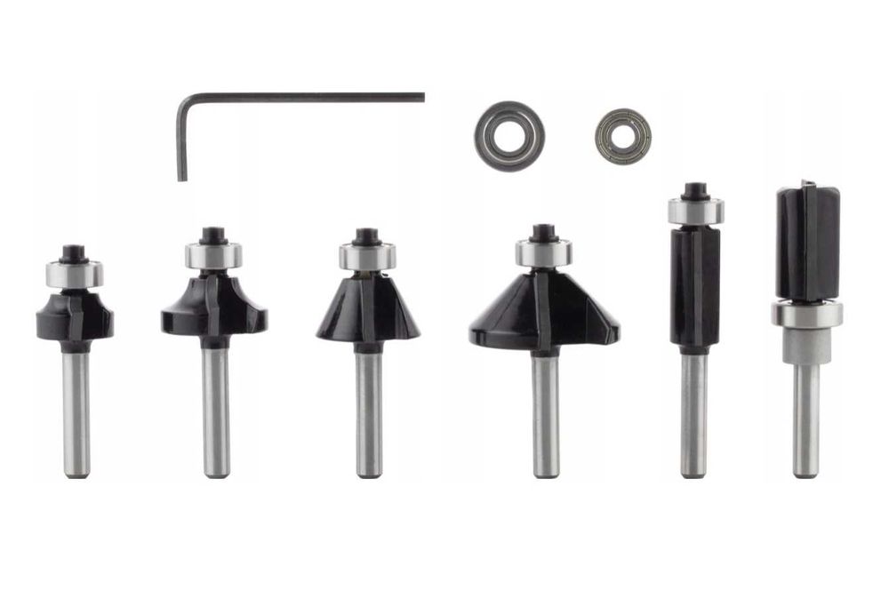 Frezy do Drewna Bosch 6mm - Komplet 6szt do Frezarki Górnowrzecionowej