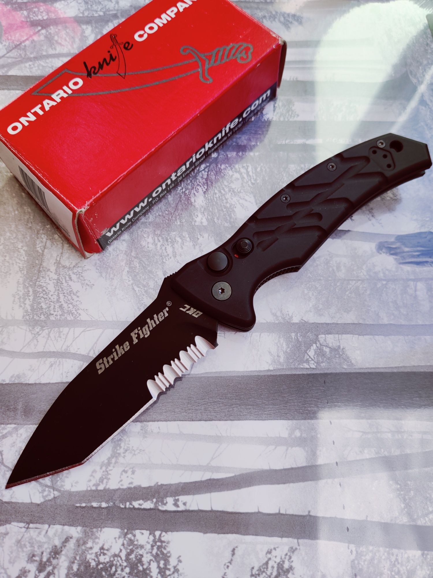 Нож автоматический Ontario Strike Fighter 3 benchmade USA 154 cm steel