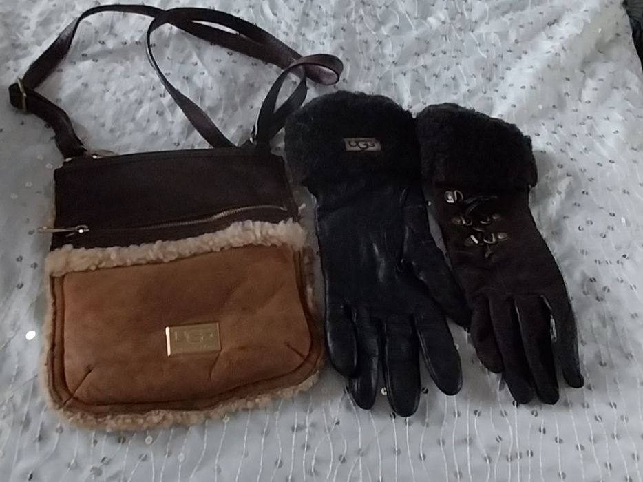 UGG Сумка   и перчатки  из  натуральной кожи
