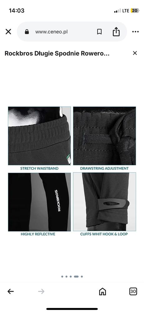 Nowe spodnie rowerowe Rockbros Zimowe 4XL
