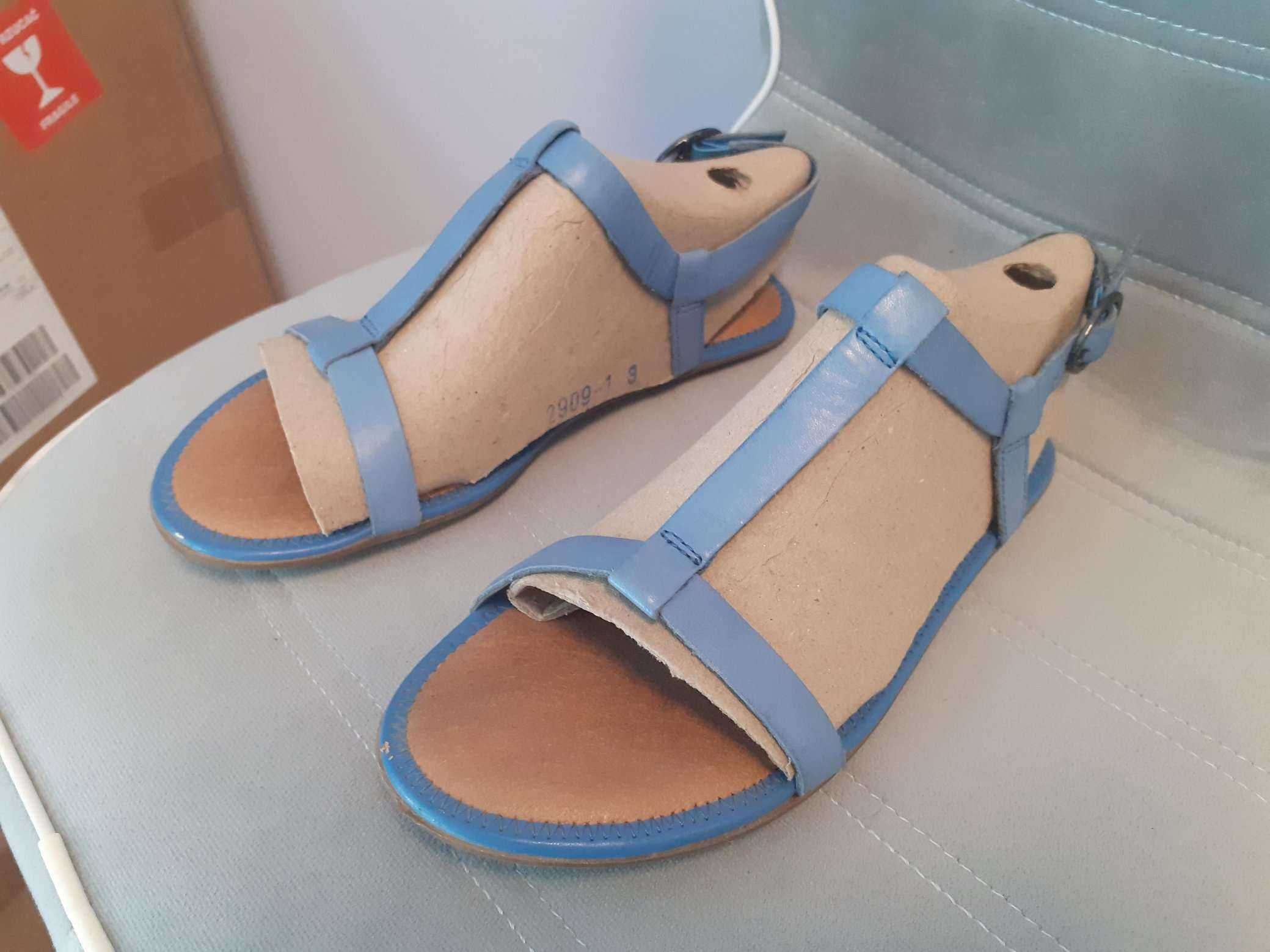 Risi Hop Sandały klapki Clarks r 36 błękitne BLUE skórzane niebieskie