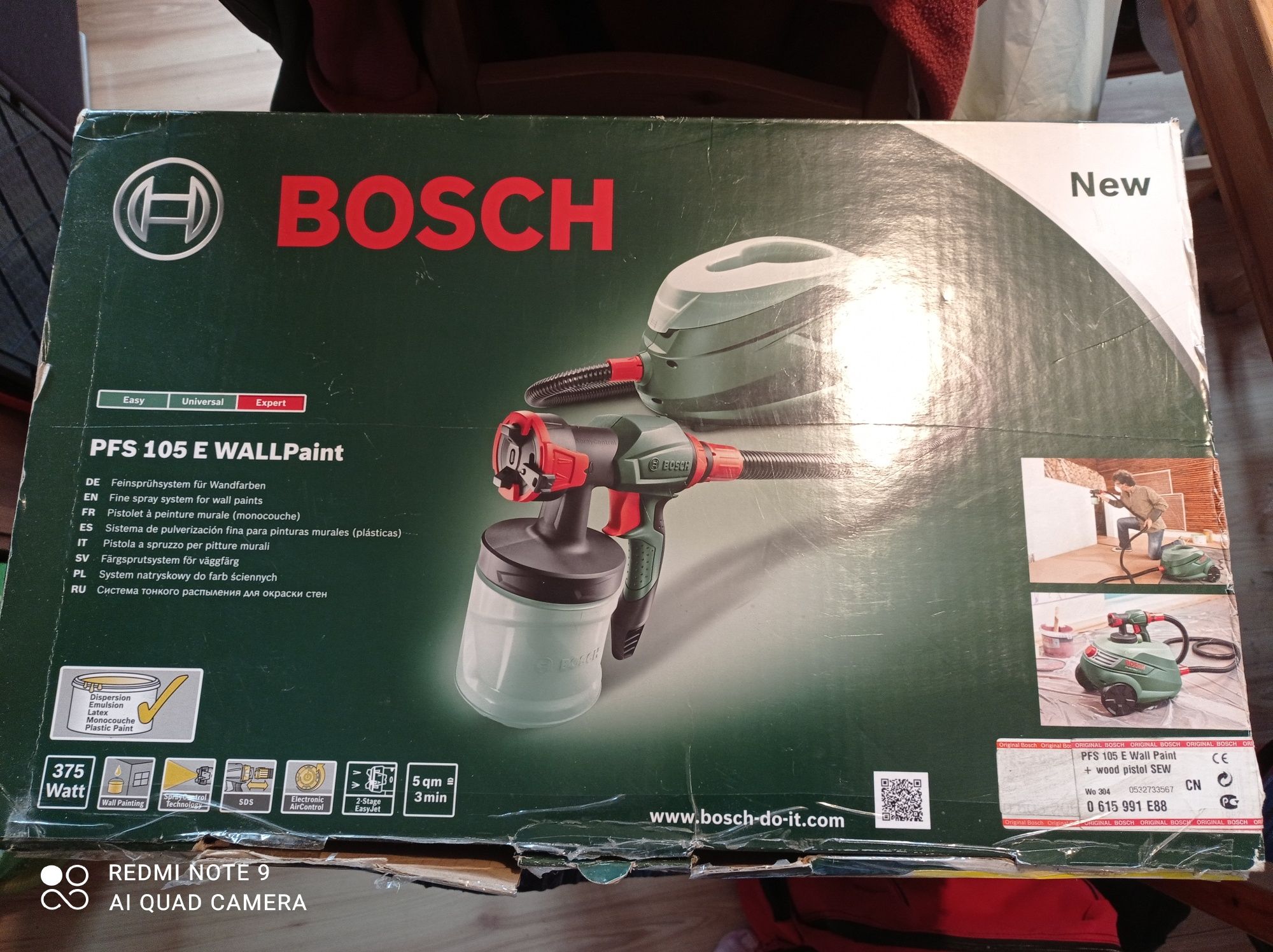 Bosch PFS 105 E zestaw do malowania natryskowego ścian sufitów płotów