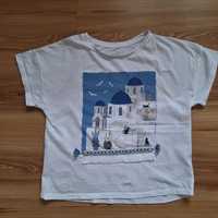 T-shirt dziewczęcy, pudełkowy, z błękitną aplikacją (Cool Club) 152 cm