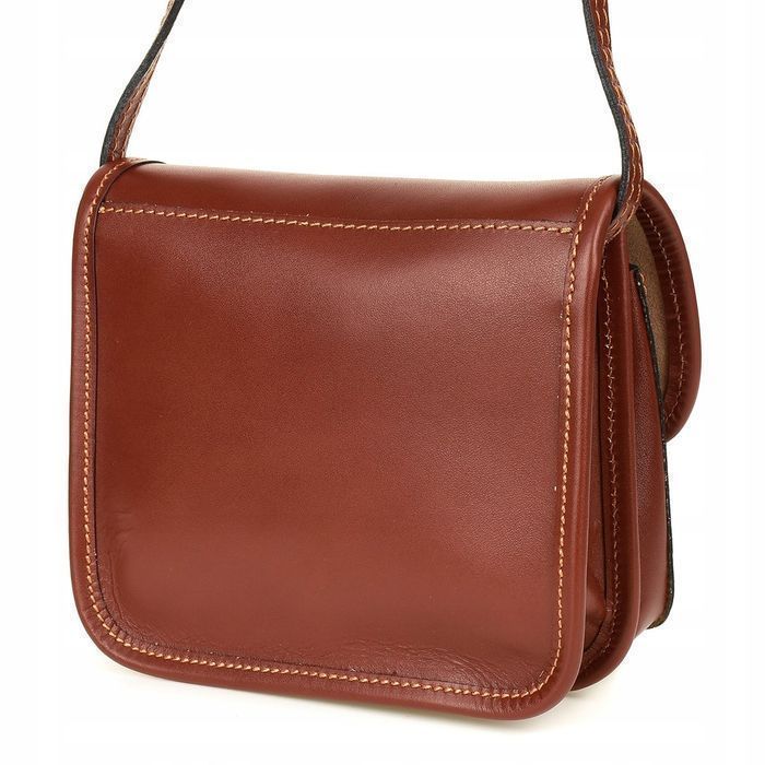 Beltimore Damska Skórzana Mała Torebka Listonoszka brązowa elegancka