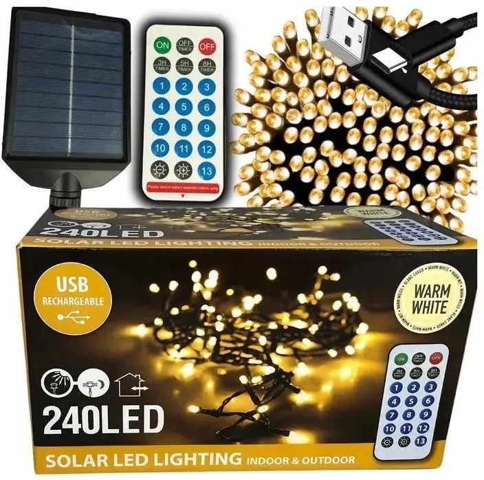 Гірлянда на сонячній батареі для вулиці і дому на 240 LEd