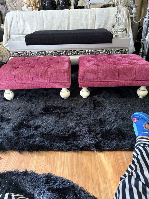 Banquetas em capitoné rosa